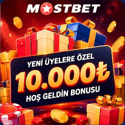 Mostbet yeni üyelere özel hoş geldin bonusunu temsil eden hediye ve oyun görseli