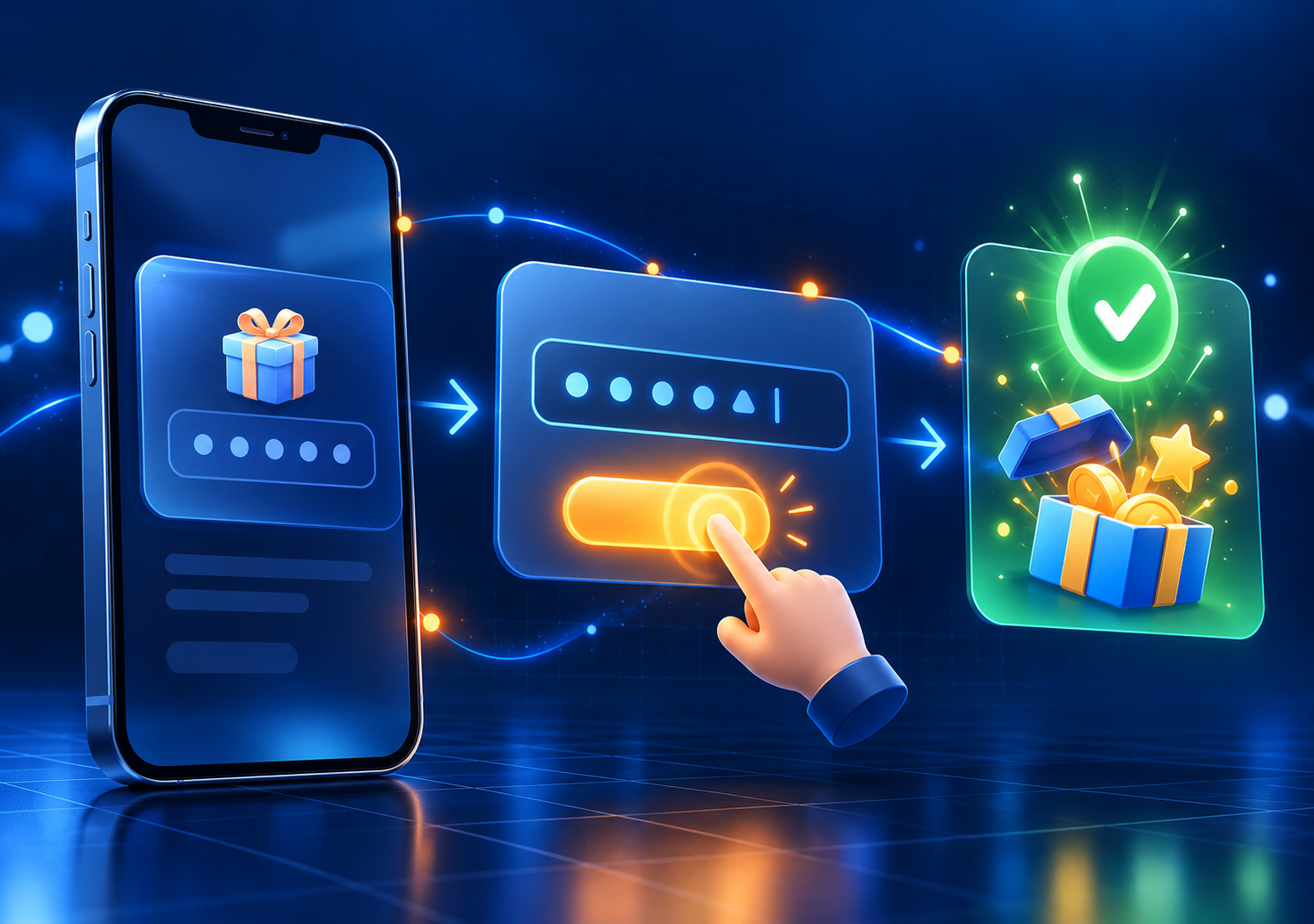 Promosyon kodunu girme, etkinleştirme ve başarılı onay adımları
